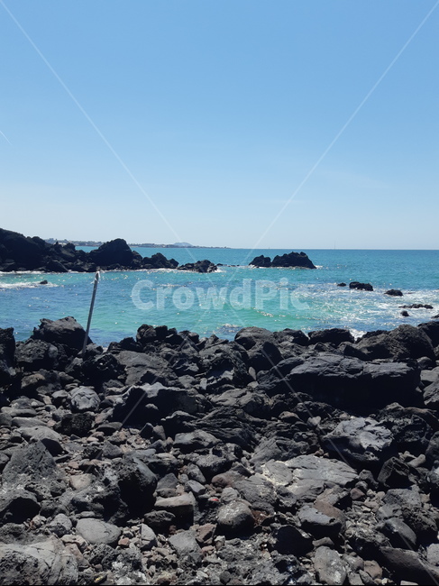바다,제주도,해변,수평선,올레길,7코스,현무암,하늘,날씨,맑음