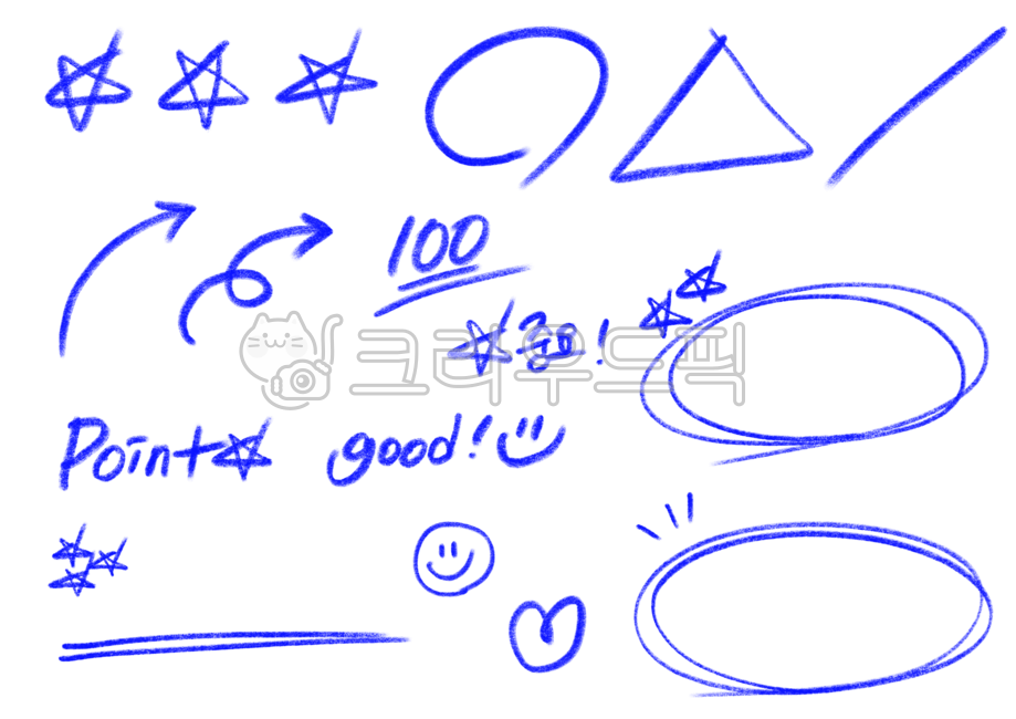 채점표시, 색연필, 크레용, 동그라미, 틀림, 사진,이미지,일러스트,캘리그라피 - 옐로우나나작가
