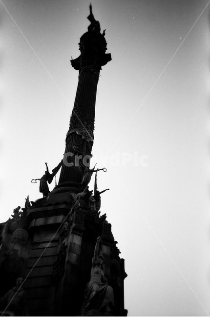 sky,spain,Barcelona,monument,film,Spain,frostbite,world,lomo,barcelona,Columbus,Emotion,christopher,Grayscale,europe,columbus