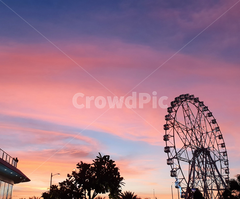 하늘,노을,놀이동산,놀이기구,관람열차,sunset,sky,amusementpark,cloud