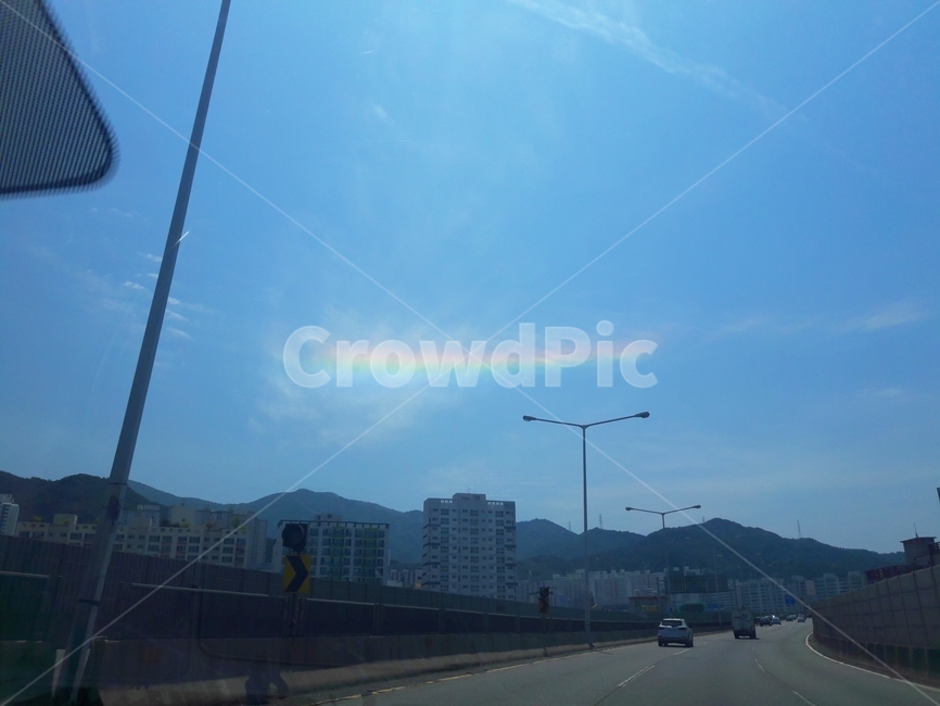 무지개구름,구름,경운,고속도로,무지개