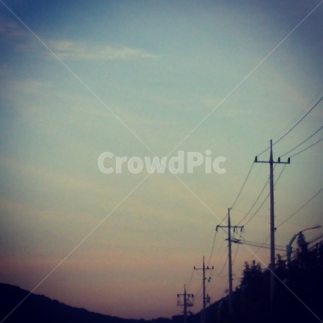 하늘,노을,풍경,저녁,초저녁,자연,풍경,nature,landscape,산업,industry,industrial,에너지산업,energy industry,power lines,전력선,cable,케이블,electric transmission tower,송전탑