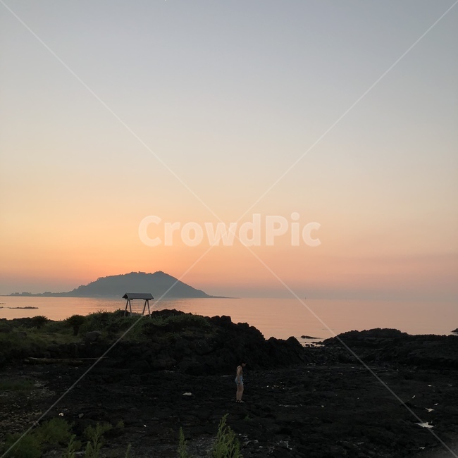 제주도,일몰,노을,붉은노을,애월,비양도,해질녘,바다,하늘