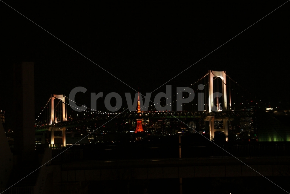 도쿄타워,오다이바,도쿄,일본,감성여행,여행,감성사진,야경,해외,도시,풍경,city,landscape,야경,밤,nightscape,night,해외,외국,세계,foreign,oversea,world,building,건물,bridge,다리,suspension bridge,현수교
