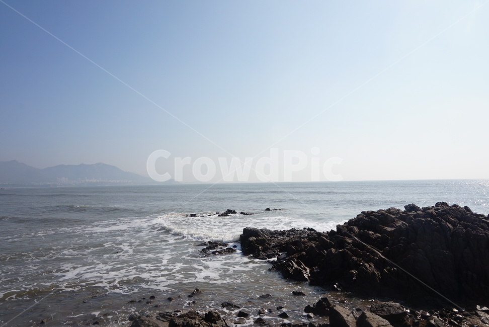 바다,풍경,칭다오,물,바위,파도,sea,해변,바다,beach,sea
