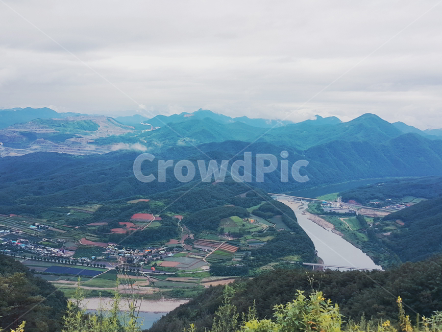 단양,산정상,산,마을전경,자연