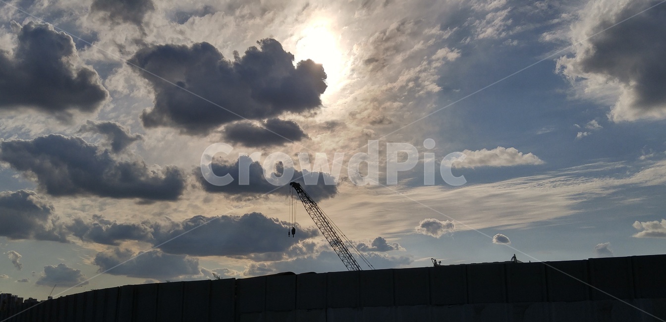 크레인,풍경,구름,해질녘,하늘,자연,풍경,nature,landscape,construction crane,건설 크레인