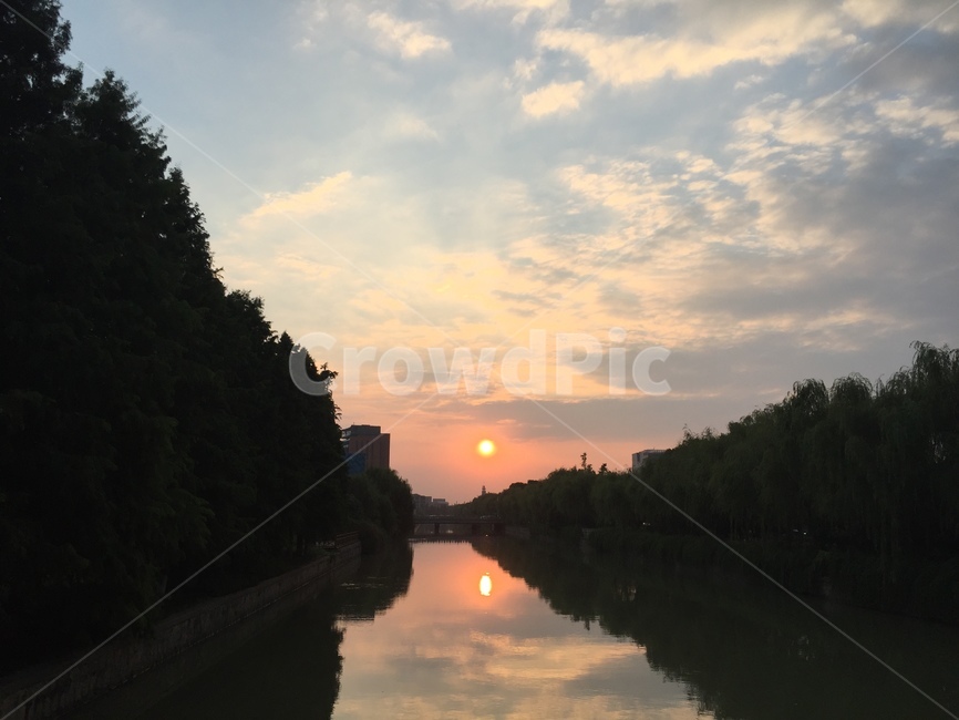 풍경,노을,수면,해,그림자,자연,풍경,nature,landscape,outdoors,옥외,ditch,도랑