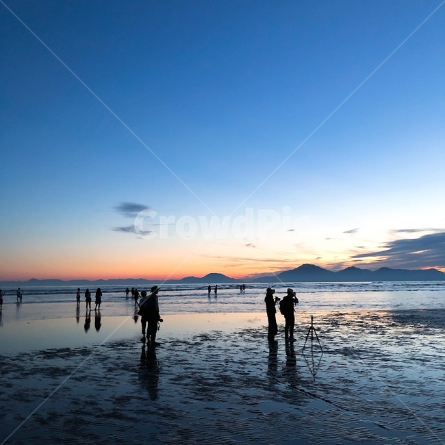 sky,nature,Dadaepo Beach,cloud,ocean,person,background,sunset,sight,silhouette,human