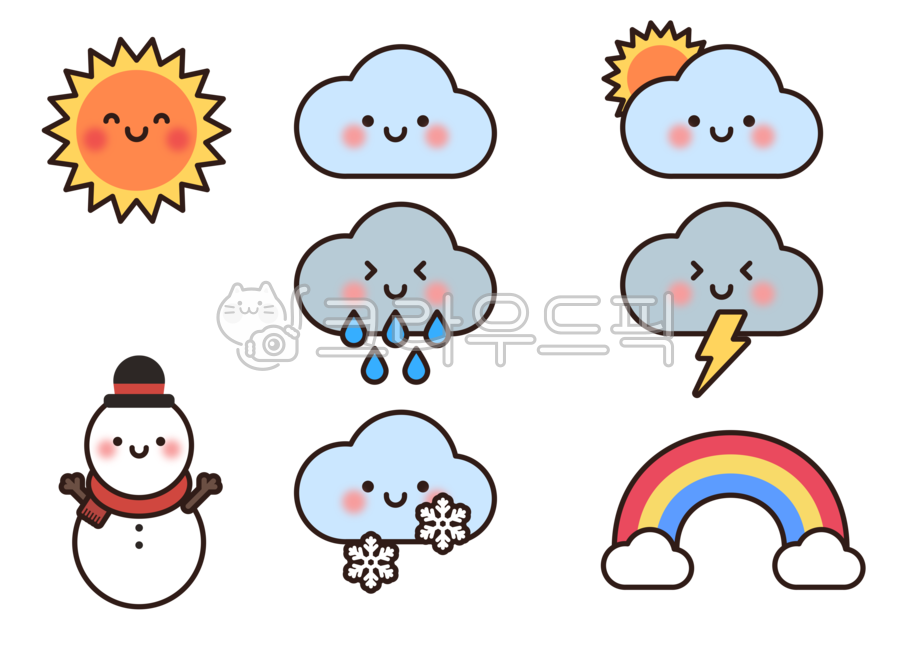 날씨,일기예보,오늘의날씨,해,구름,흐림,비,장마,번개,낙뢰,먹구름,눈,스노우맨,무지개,아이콘,날씨아이콘,스티커,다꾸,굿노트,다이어리꾸미기,다이어리,아이패드다꾸스티커,유치원,어린이집,일러스트,태양,꾸미기,장식,눈사람