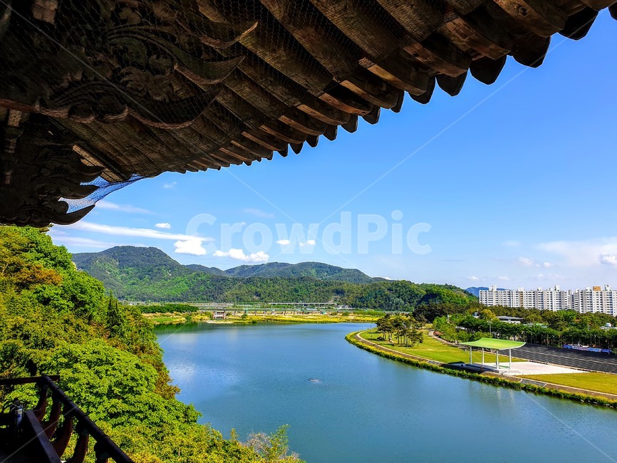 밀양영남루,누각,강변,봄,outdoors