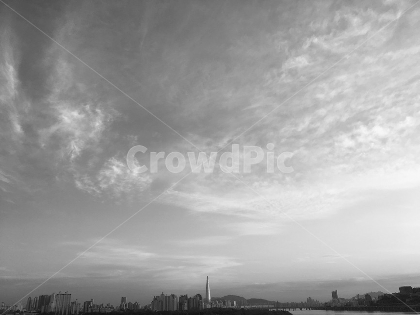 서울,도시,자연,풍경,흑백