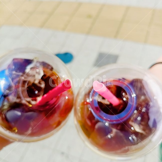 하트,빨대,커피,아이스아메리카노,힐링