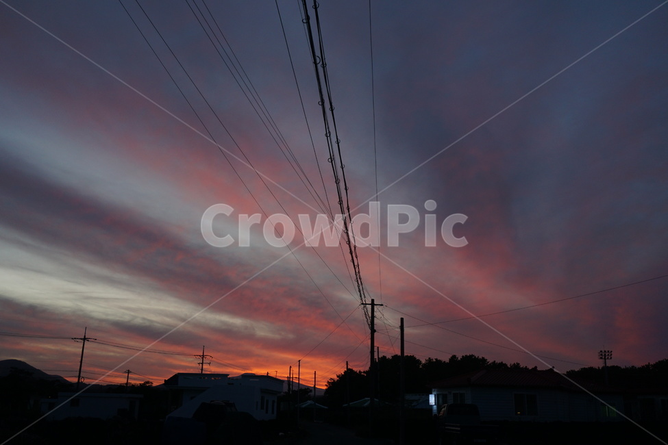 노을,전봇대,전선,하늘,구름,일몰,붉음,해질녘,sky,자연,nature,cloud,전력선,powerlines,cable