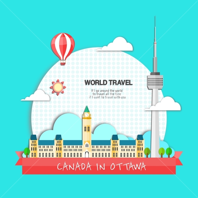 Canada,cn tower,flat design,vacation,land mark,Ottawa,travel,Canadian Parliament Building