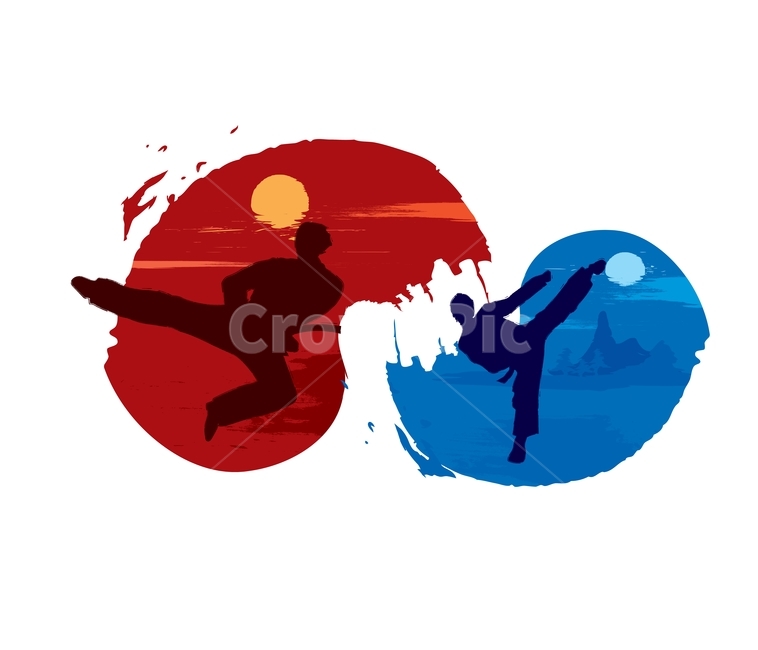 태권도,마샬아츠,무술,태극,발차기,사람,실루엣,인물,그림자,싸움,게임,스포츠,도복,남자,일러스트,벡터,로고,그래픽,일러스트레이션,graphic,illustration