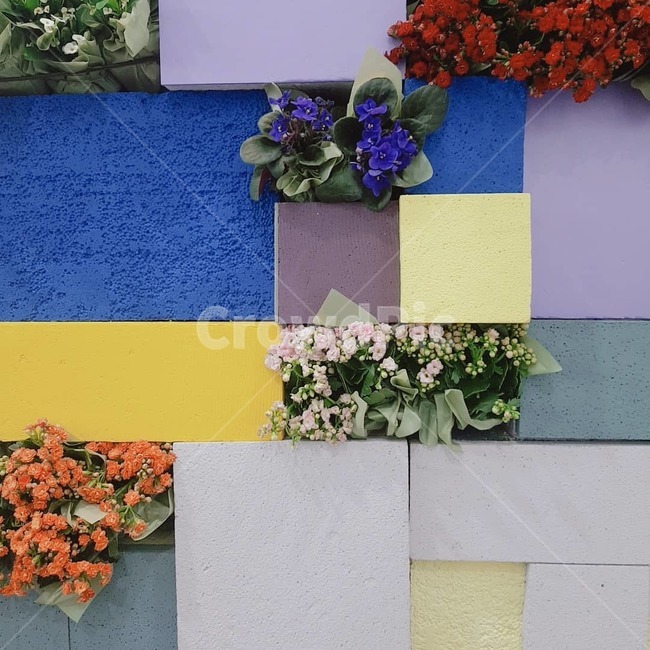 꽃,flower,벽,데코,벽돌