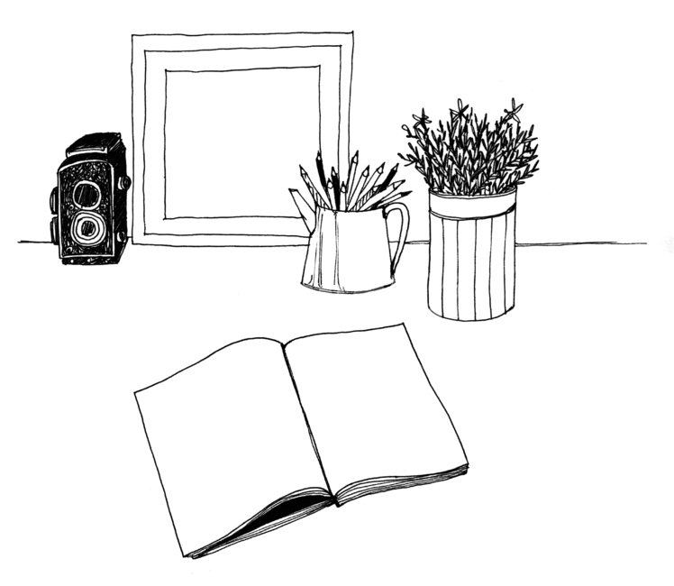 손그림,handdrawing,팬그림,팬라인,pen,penline,penpicture,pendrawing,화분,카메라,camera,flowerpot,pot,꽃,flower,bloom,blossom,책,book,연필꽂이,pencilholder,노트,note,그래픽,일러스트레이션,graphic,illustration