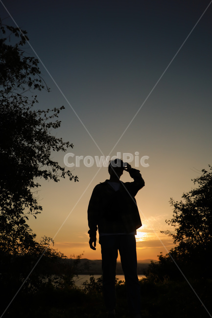 Character,sunset,backlight,autumn,nightfall