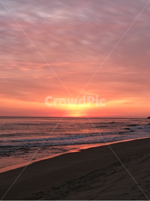 해변,바다,일출,일몰,풍경,강원도,파도,노을,구름