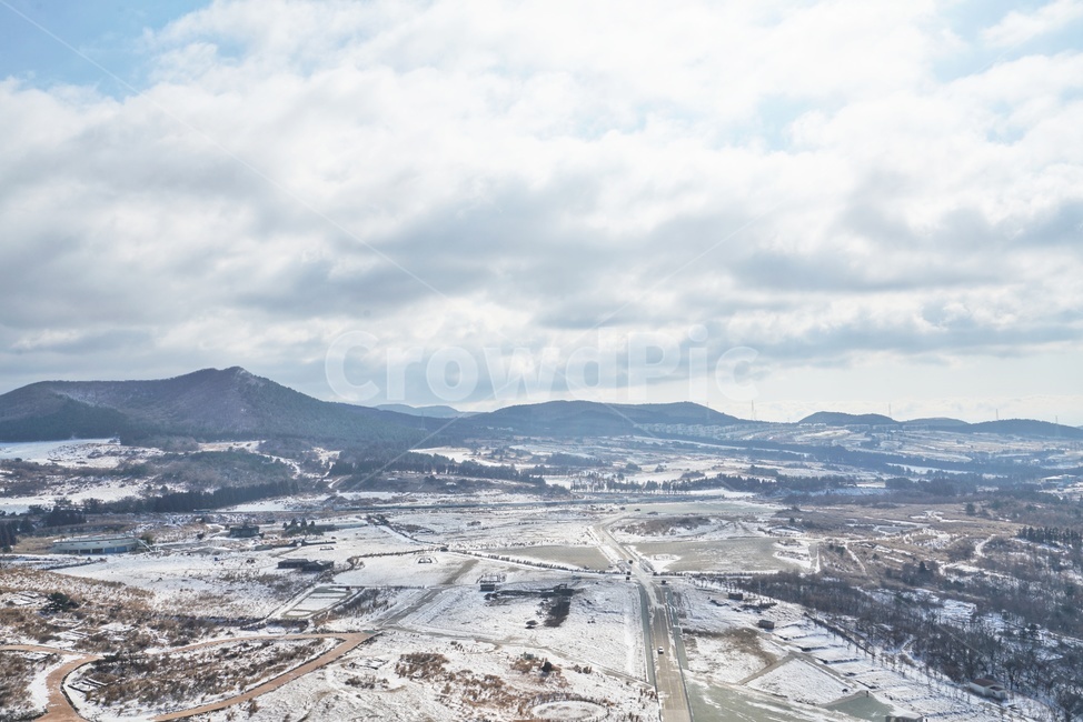 풍경,오름,눈,제주,하늘,겨울,계절,winter,season,자연,풍경,nature,landscape,outdoors,옥외,경치,scenery,aerial view,조감도