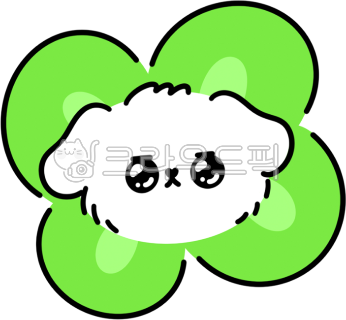 강아지,반려동물,강아지캐릭터,캐릭터,네잎클로버,행운