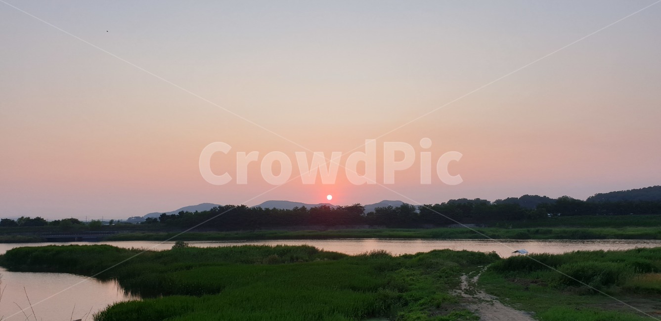 파주,저녁,노을,강,강변