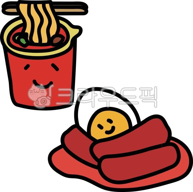 떡볶이,컵라면,분식,떡볶이그림,떡볶이일러스트,음식그림,컵라면그림,라면