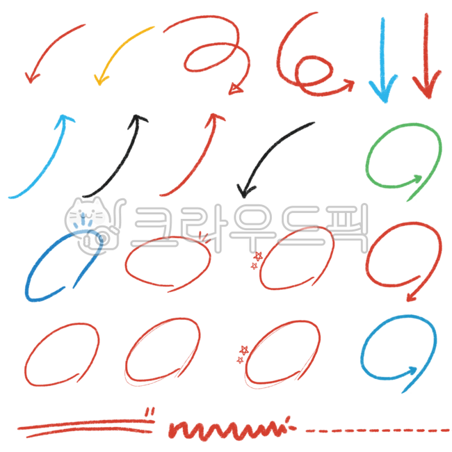 동그라미,화살표,방향,밑줄,포인트,강조,도움말,기호,채점,성과,낙서,색연필,필기체,손글씨,표시