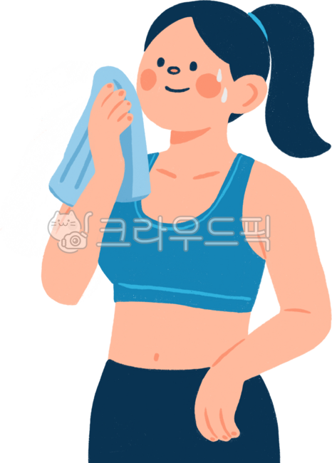 운동,피트니스,수분보충,건강,땀,수건,운동복,헬스,다이어트,체육복,여성운동,땀닦기,워터,캐릭터,일러스트,플랫일러스트,라이프스타일