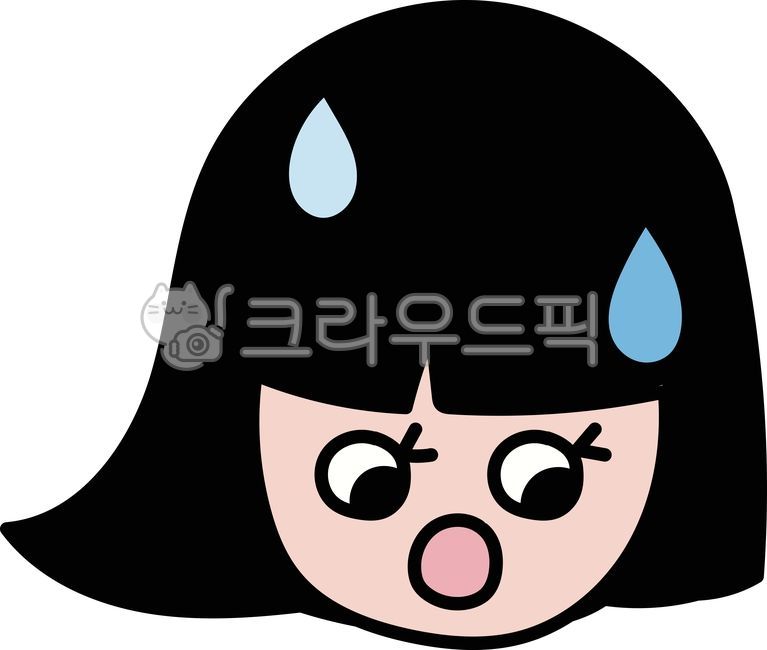 단발머리,소녀,girl,여자,소녀일러스트,당황,소녀벡터,식은땀,진땀