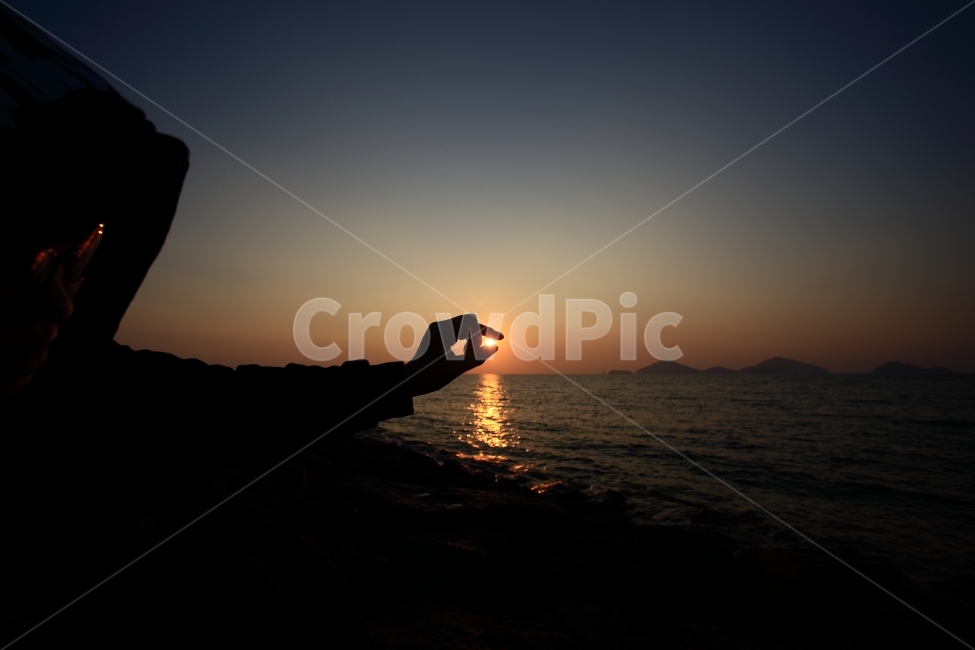 아내,석양,일몰,바다,새만금,해변,바다,beach,sea,사람,인물,인간,human,person,신체일부,몸,body