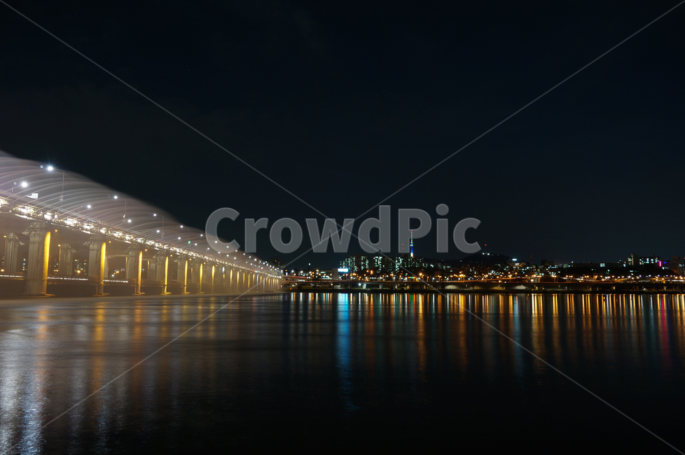 water,물,교각,한강,다리,bridge,분수,야경,야경,밤,풍경,nightscape,night,landscape,waterfront,워터 프론트,port,포트,pier