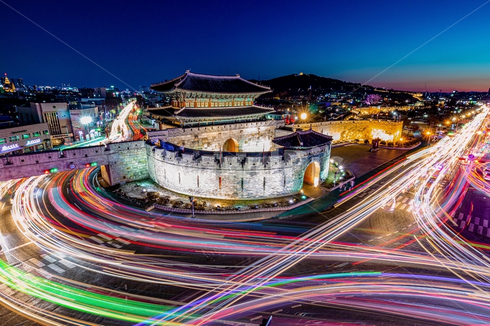 night view,sight,Janganmun Gate,Suwon,trajectory