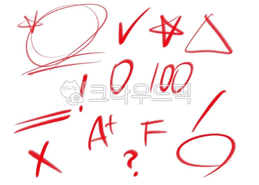 빨간펜, 채점, text, 텍스트, 동그라미, 사진,이미지,일러스트,캘리그라피 - 나무그네작가