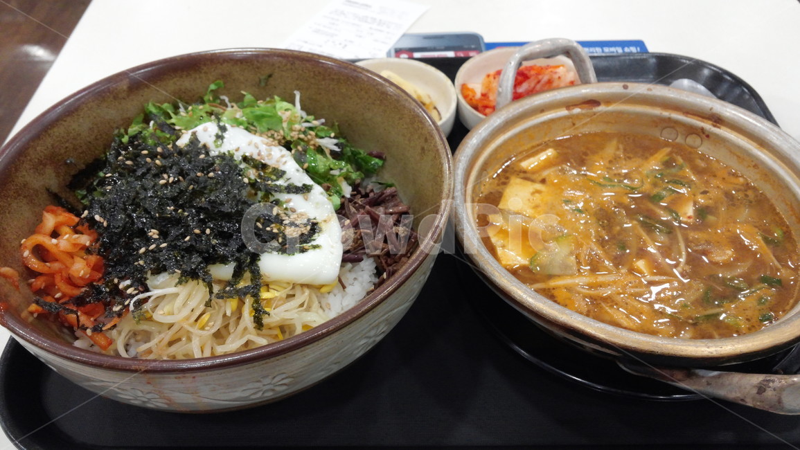 비빔밥,된장찌개,꿀조합,맛있는,점심