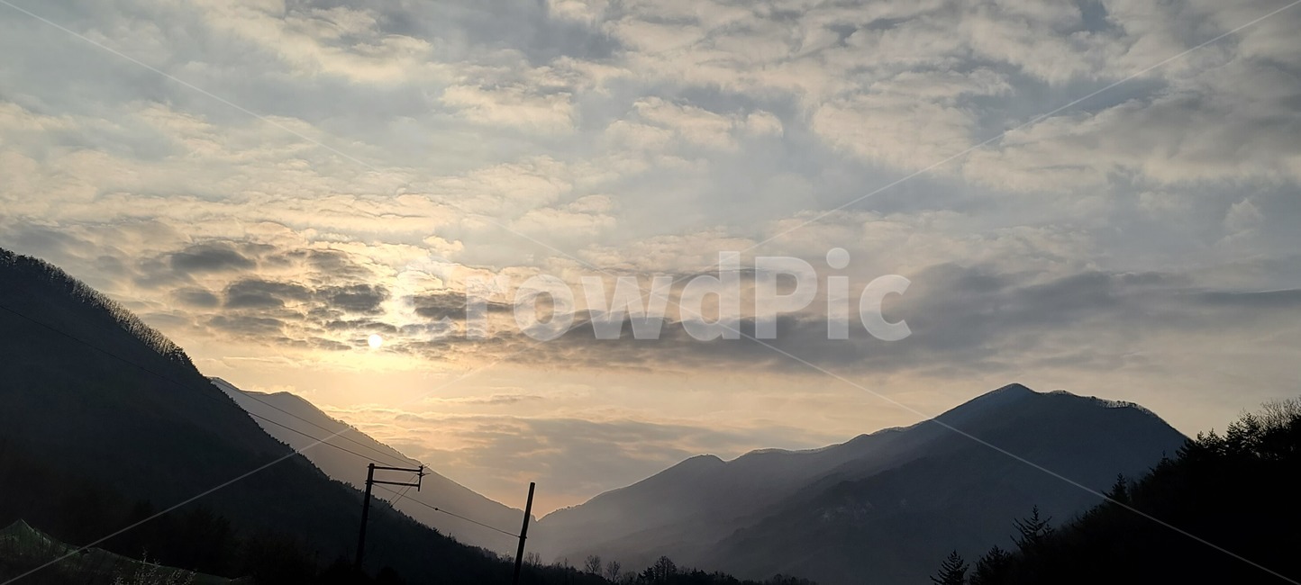 풍경,구름,꽃,산,하늘,자연,nature,outdoors,옥외