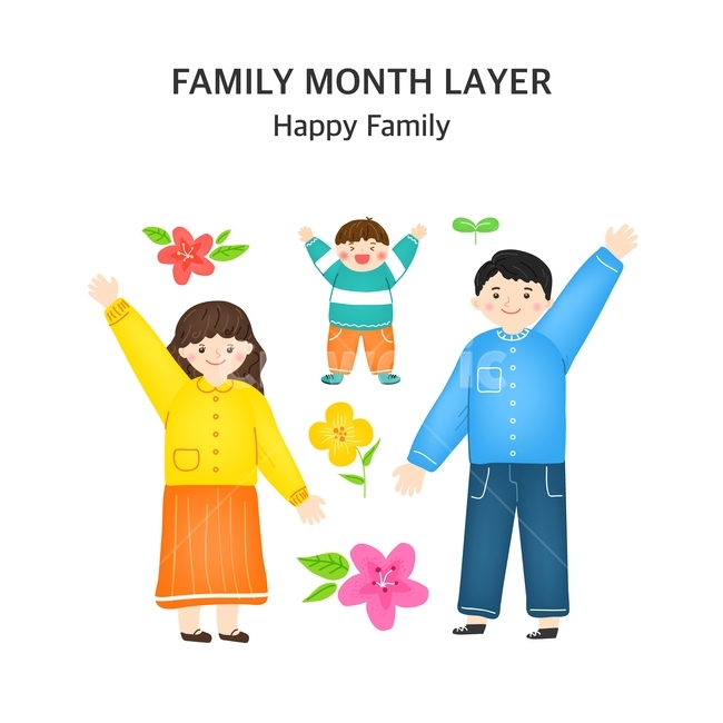 가족,엄마,아빠,남자아이,어린이,꽃,레이어,가정의달,5월,일러스트,가족,패밀리,family,그래픽,일러스트레이션,graphic,illustration