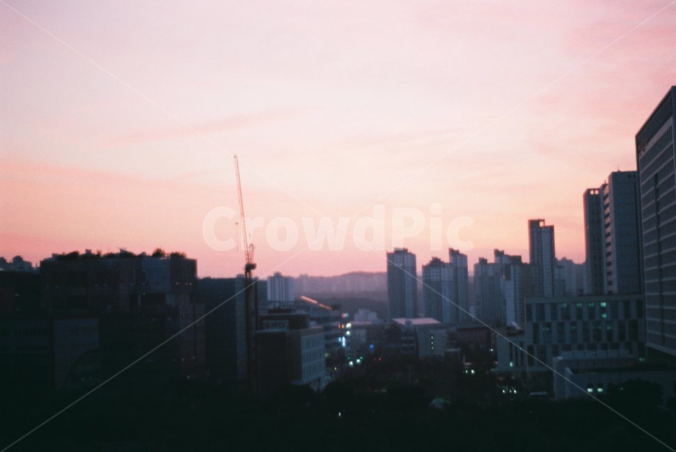 건물,풍경,필름,아파트,호수