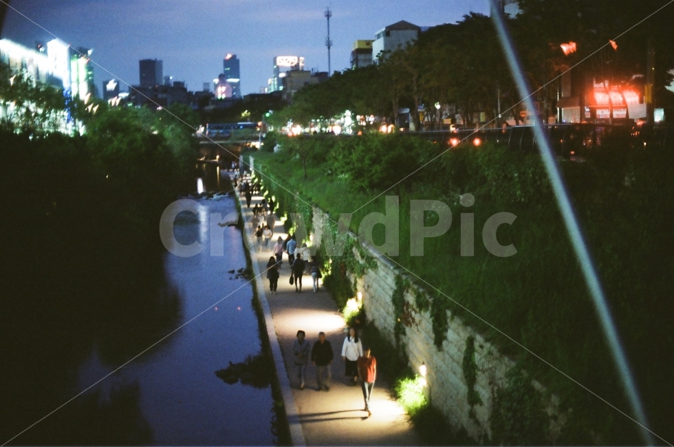 여름밤,청계천,산책,서울,필름사진,필름카메라,여름,계절,summer,season,도시,풍경,city,landscape,야경,밤,nightscape,night,감성,sensible,feeling,light,빛,flare,플레어