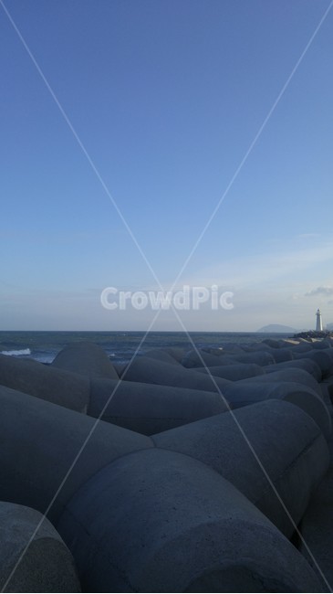 방파제,테트라포트,tetrapod,바다,하늘,등대