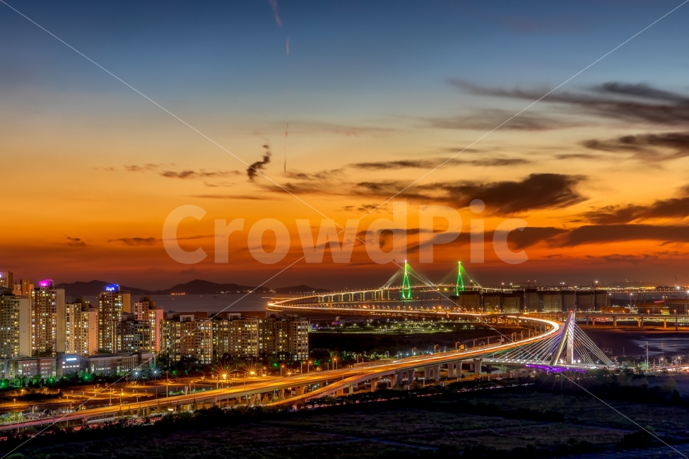 풍경,야경,일몰,석양,인천대교,S라인,landscpae,nightscape,sunset,야경,밤,풍경,nightscape,night,landscape,도시,city,한국도시풍경,한국도시경관,korea cityscape,road,도로,freeway,고속 도로