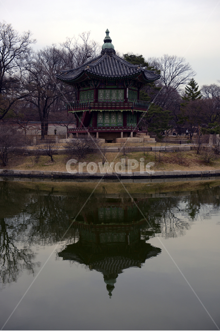 경복궁,향정원,반영,건축물,그림자,한옥,전통