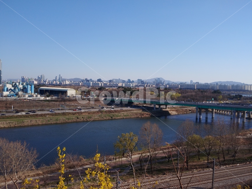강,river,다리,나무,하늘