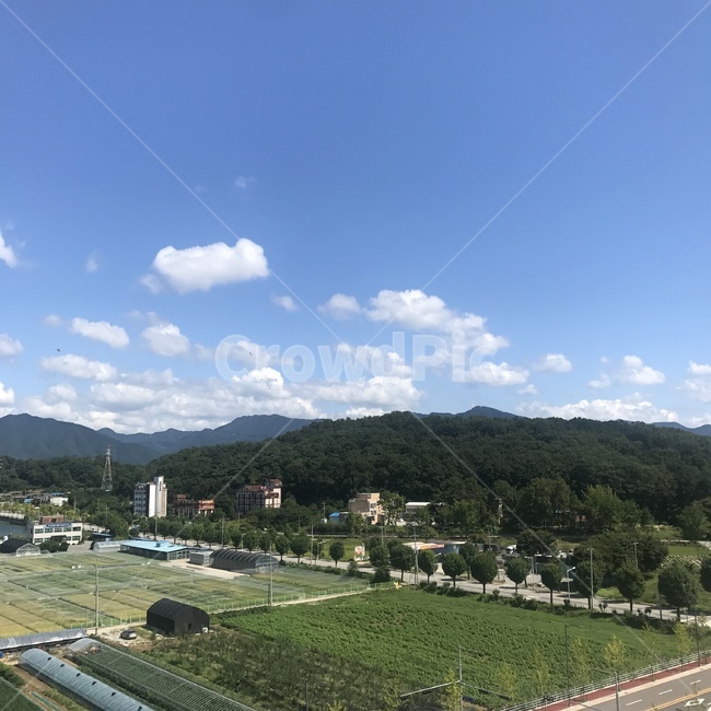 자연,산,풍경,춘천,강원도,논밭,구름,하늘