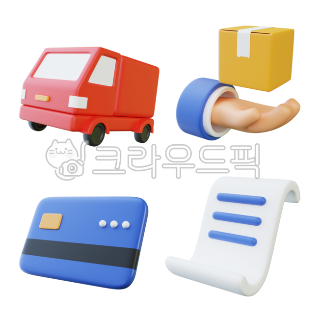 쇼핑,커머스,이커머스,인터넷쇼핑,모바일쇼핑,소비,소비자,구매,아이콘,3d,트럭,택배,택배트럭,배달,배송,운송,카드,신용카드,서류,문서,종이,영수증