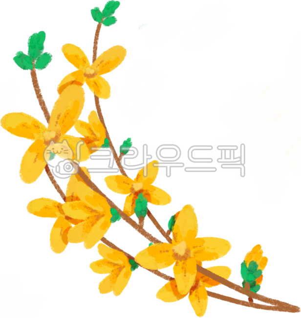 개나리,봄,봄꽃,스프링,크레파스그림,손그림,신학기,새학기,시작,꽃