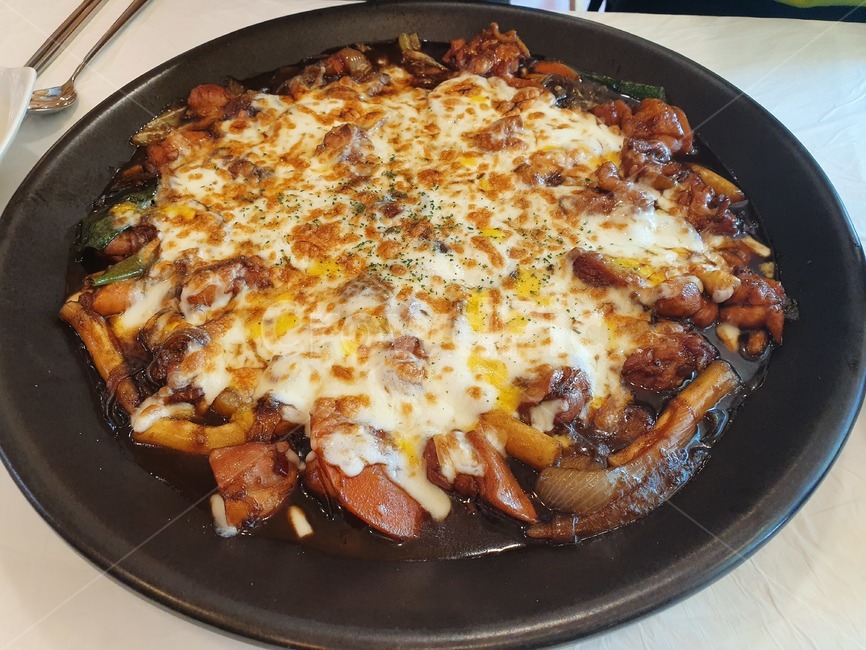 찜닭,점심,식사,치즈,닭,고기,닭고기