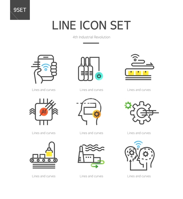 Line icon,machine,AI,4th industry,icon,cell phone,network