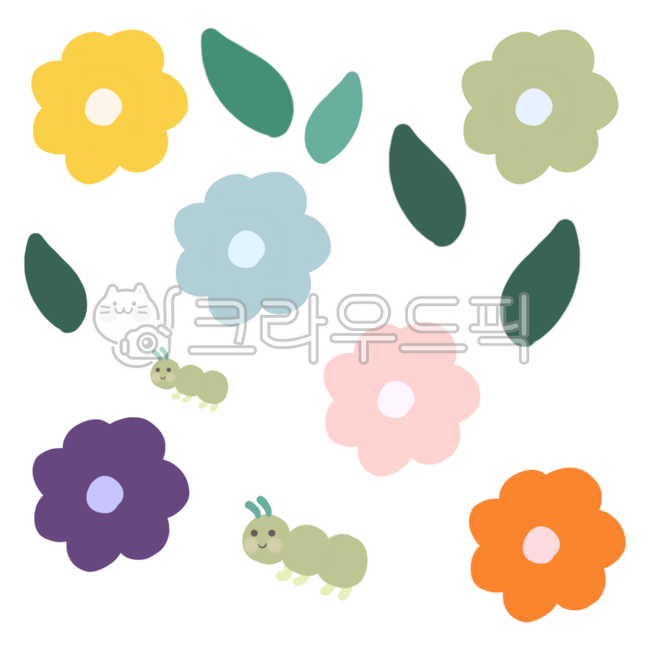 flower,귀여운,일러스트,상업적,꽃그림,손그림,꽃,잎,노란꽃,초록꽃,파란꽃,보라꽃,핑크꽃,주황꽃,누끼,png,그림,분홍꽃,알록달록,스티커,귀여운꽃,귀여운벌레,애벌레,봄,spring